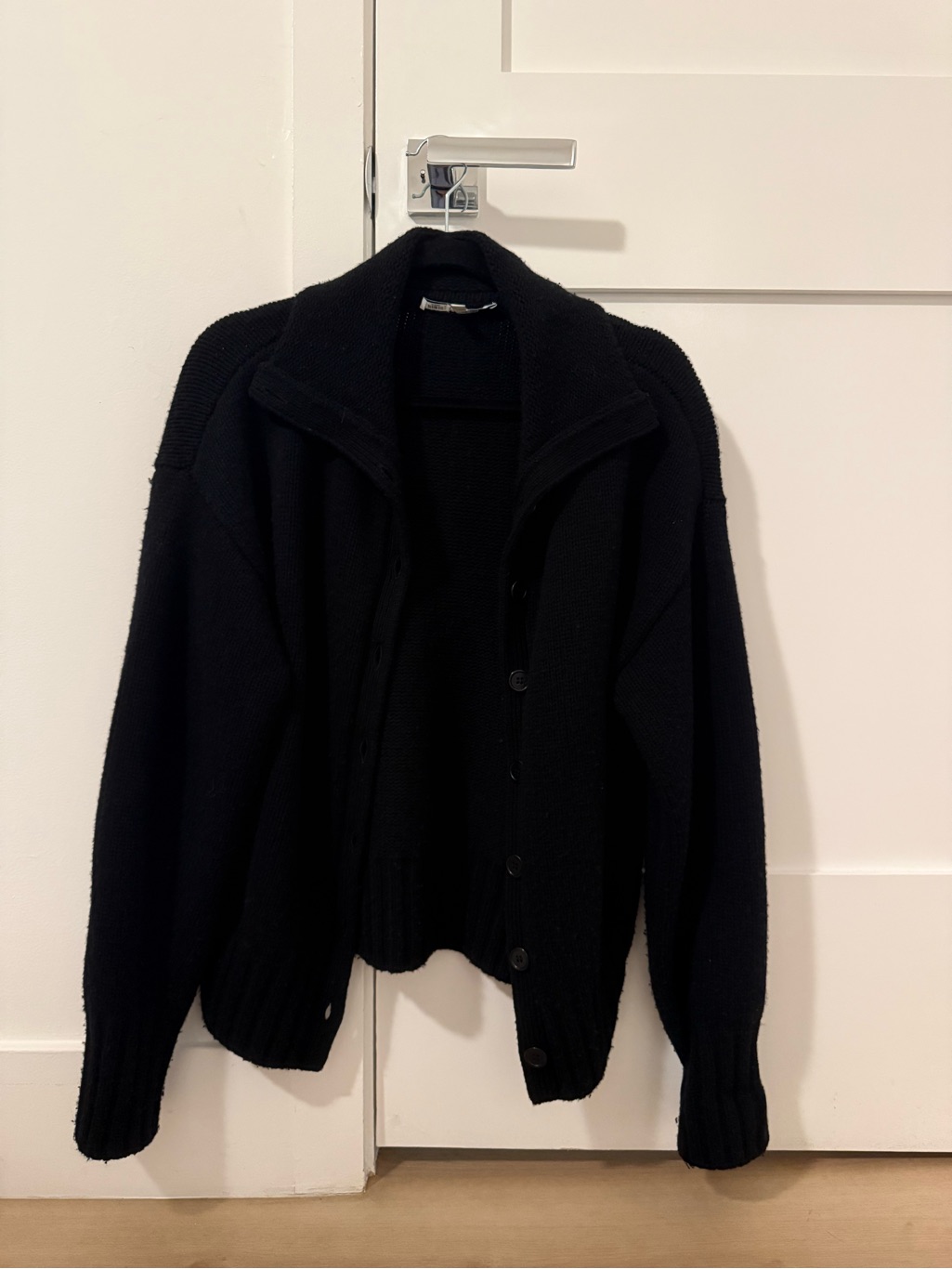 Eaves Black Button-Up Knit Cardigan